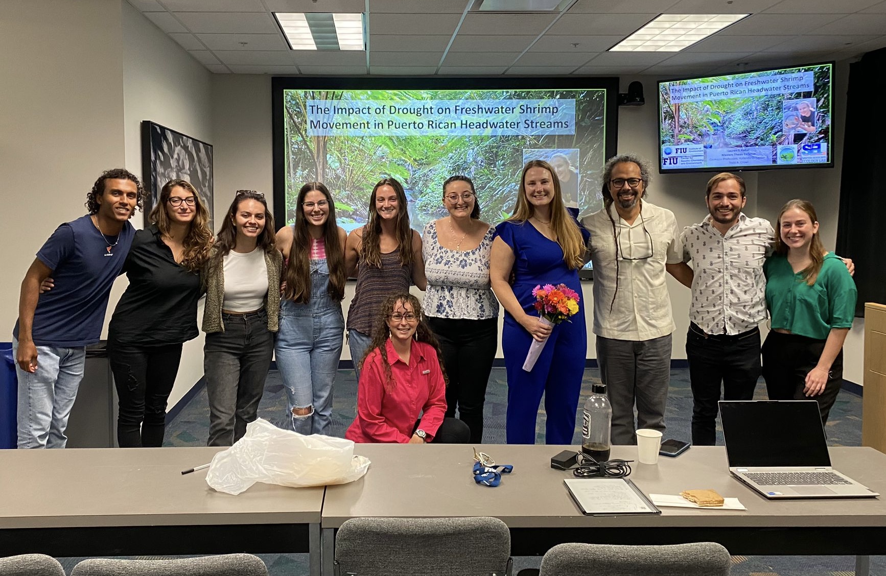 Lauren with the Lab after her Thesis Defense